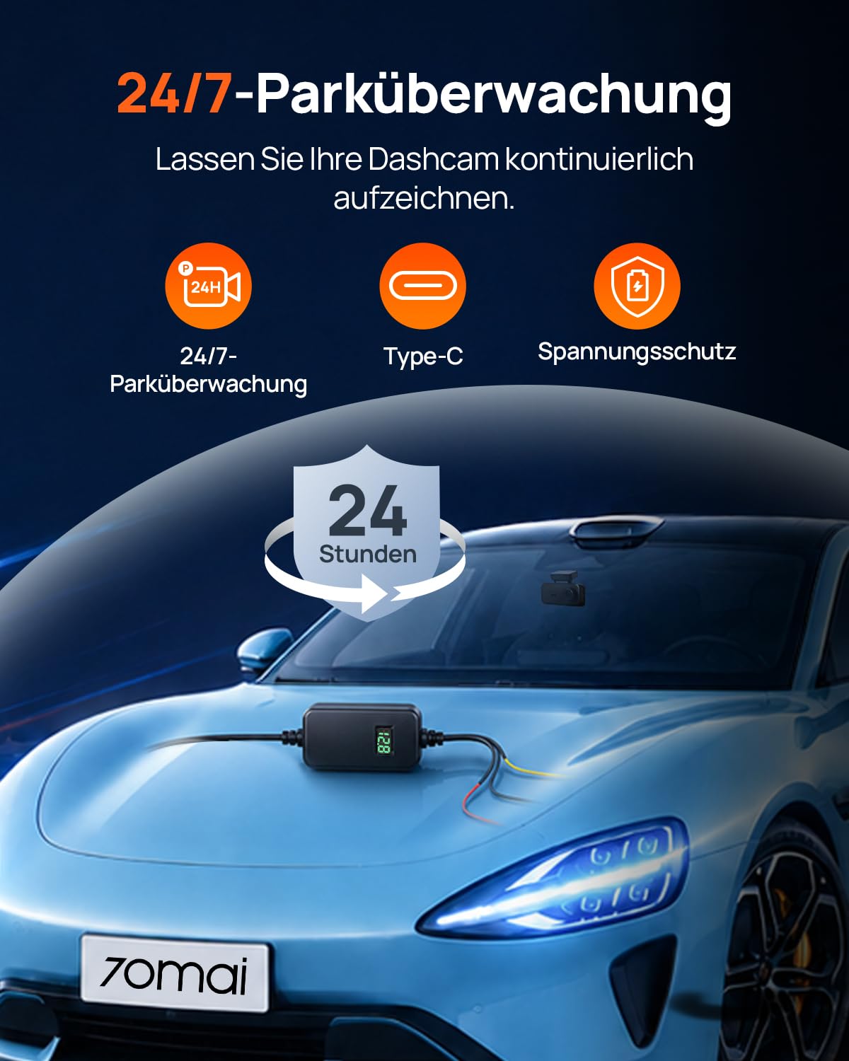【70mai Dashcam A810Lite+64GB+UP06+ACC-T400】 70mai A810 Lite Dashcam Vorne Hinten, 4K Dashcam 2160P+1080P mit 64GB Karte, 24H Parküberwachung, 4G LTE Fernzugriff unterstützt, Notfall-Voraufzeichnung.