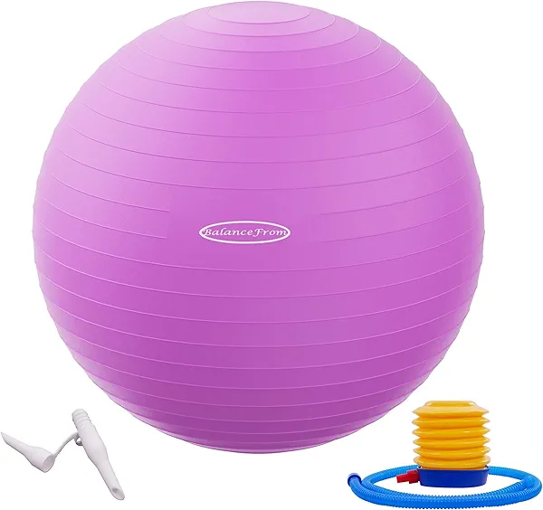 Fitvids Anti-Burst and Slip Resistant Exercise Yoga Ball for Fitness with Quick Pump, 2,000-Pound Capacity, 30-inch, Multiple Colors