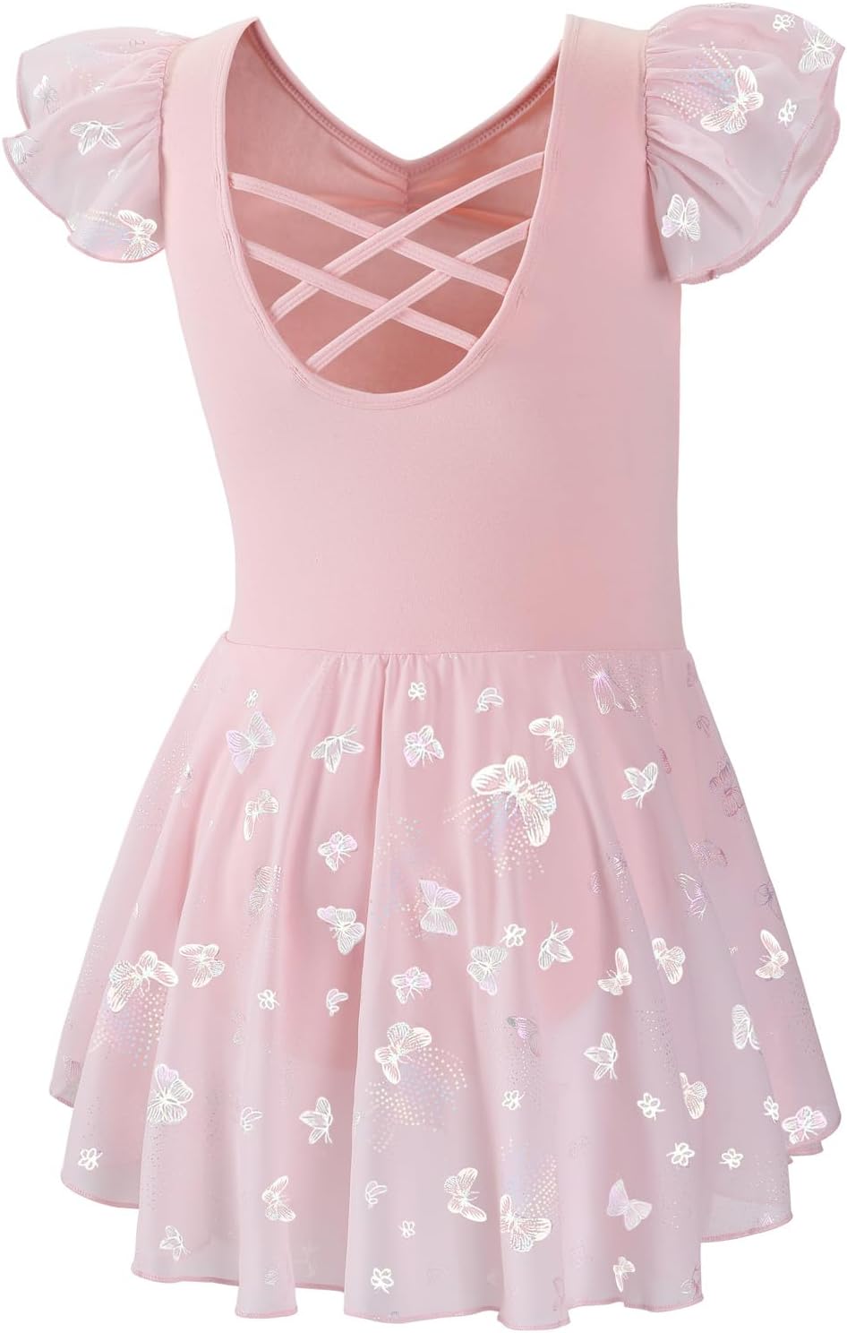 Ballet Leotards for Girls with Skirt Shiny Toddler Dance Leotard Butterfly