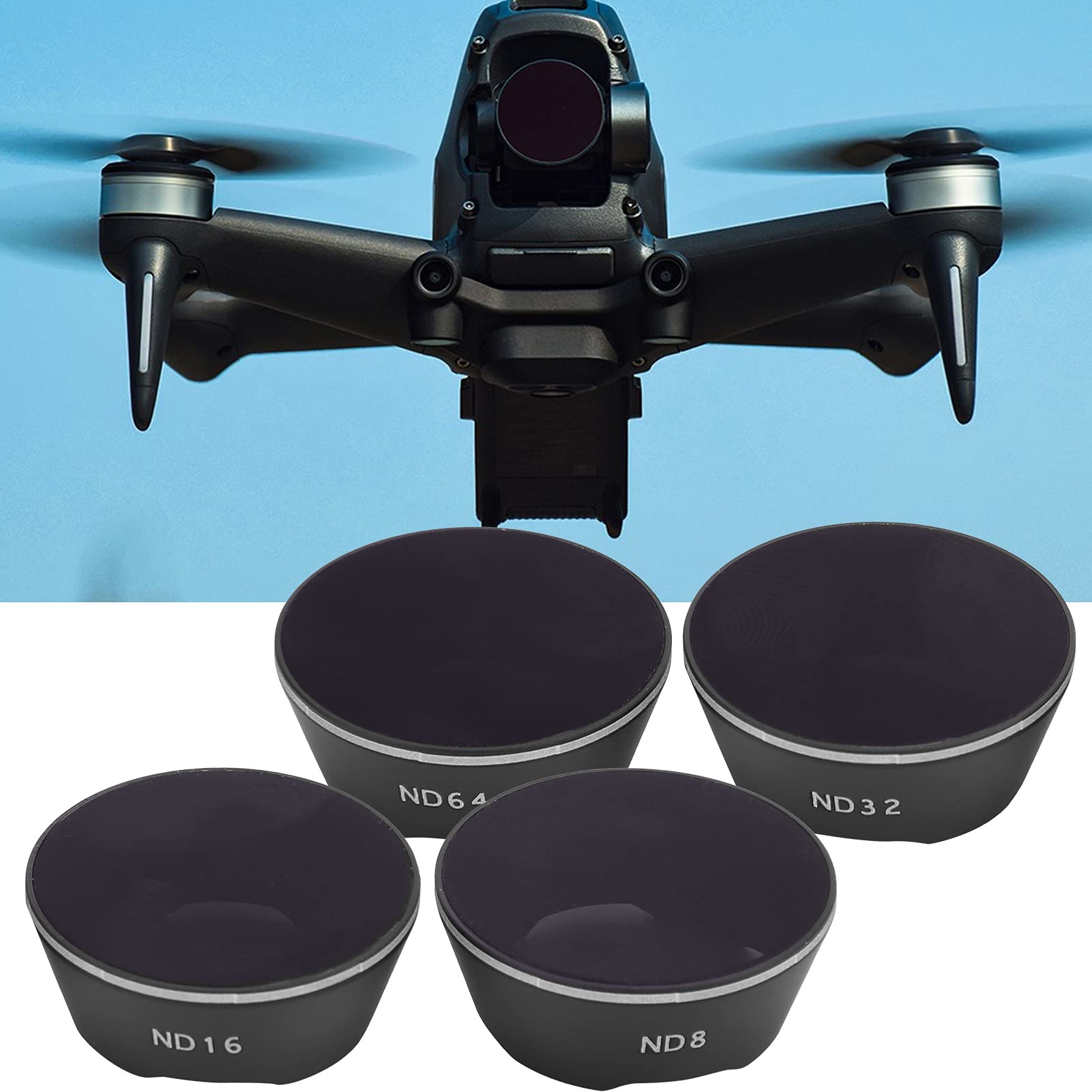 Zestaw filtrów ND do drona ze szkła optycznego ND8 ND16 ND32 ND64 filtr ochronny obiektywu do FPV Combo Drone Czarny stop aluminium 4 szt