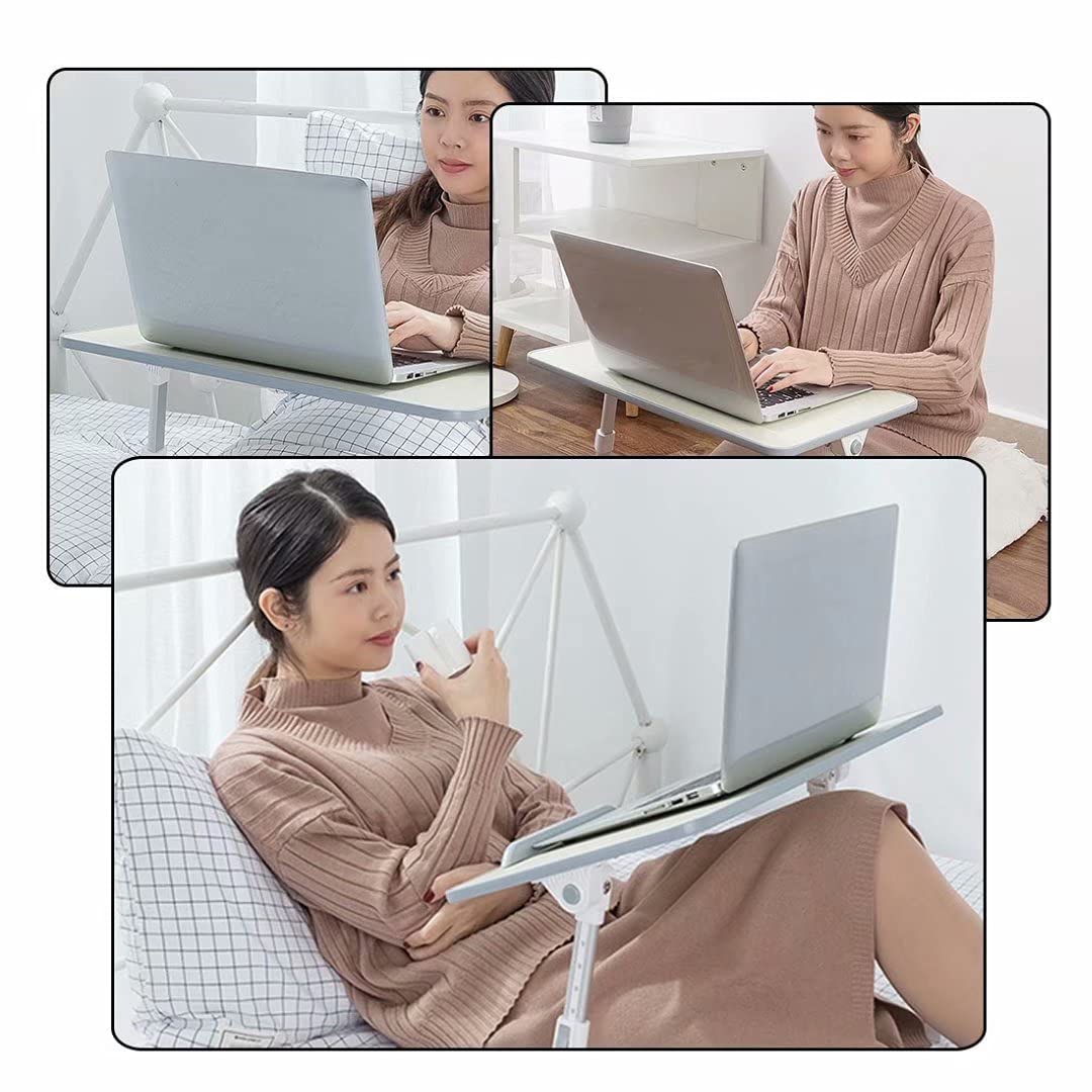 Tavolino da Letto Inclinabile, Tavolino da Letto Colazione Pieghevole, Tavolo per Computer a Letto Regolabile in Altezza con Built-in Ventola di Raffreddamento per Letto Divano