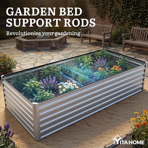 YITAHOME 8x4x2ft 2pcs Large Raised Garden Bed Kit, Galvanized Metal Planter Box with Gloves, Ground Nails & Safety Rubber, Outdoor Above Ground Planters for Plants Vegetables Flowers, Silver by YITAHOME - Image 7