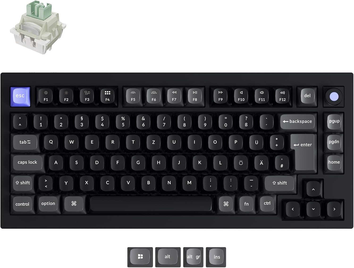 Keychron Q1 HE 8K Kabelgebundene Gaming Tastatur, DE-ISO 75% Layout