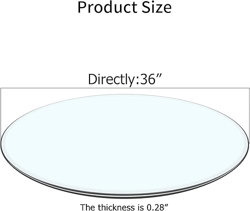 Miniatura 2 de Mesa redonda de vidrio templado de 36 pulgadas, mesa circular transparente de 0.35 pulgadas de grosor con 6 anillos de goma antideslizantes,