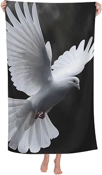 Flying Dove Printed Microfiber Bath Towel 32x52 Inch Lightweight Absorbent Beach Towel for Bathroom Beach Spa Yoga