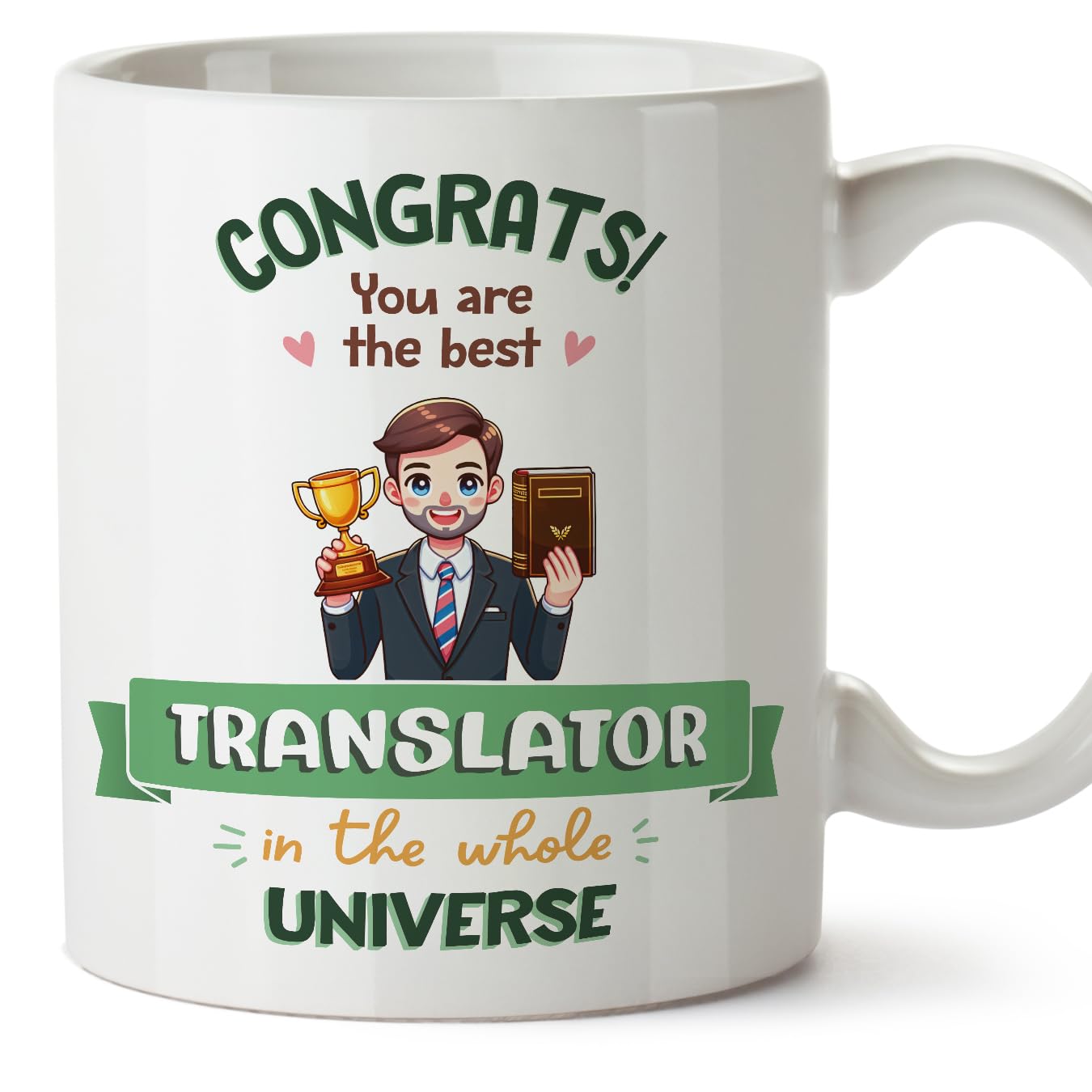 MUGFFINS Translator Man Mug - in English - Best in Universe Trophy - Funny Gift for Colleagues - Ceramic 11oz Mug — image 1