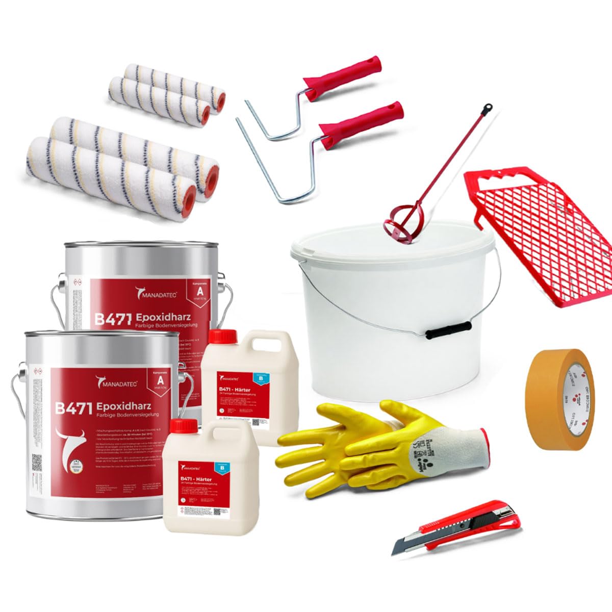 2K Epoxidharz Bodenbeschichtung Set - bis 50 m² - Garage Keller Werkstatt - RAL 8004 Kupferbraun - Abriebfest, lösemittelfrei, geruchsneutral I Garagenbodenbeschichtung B471