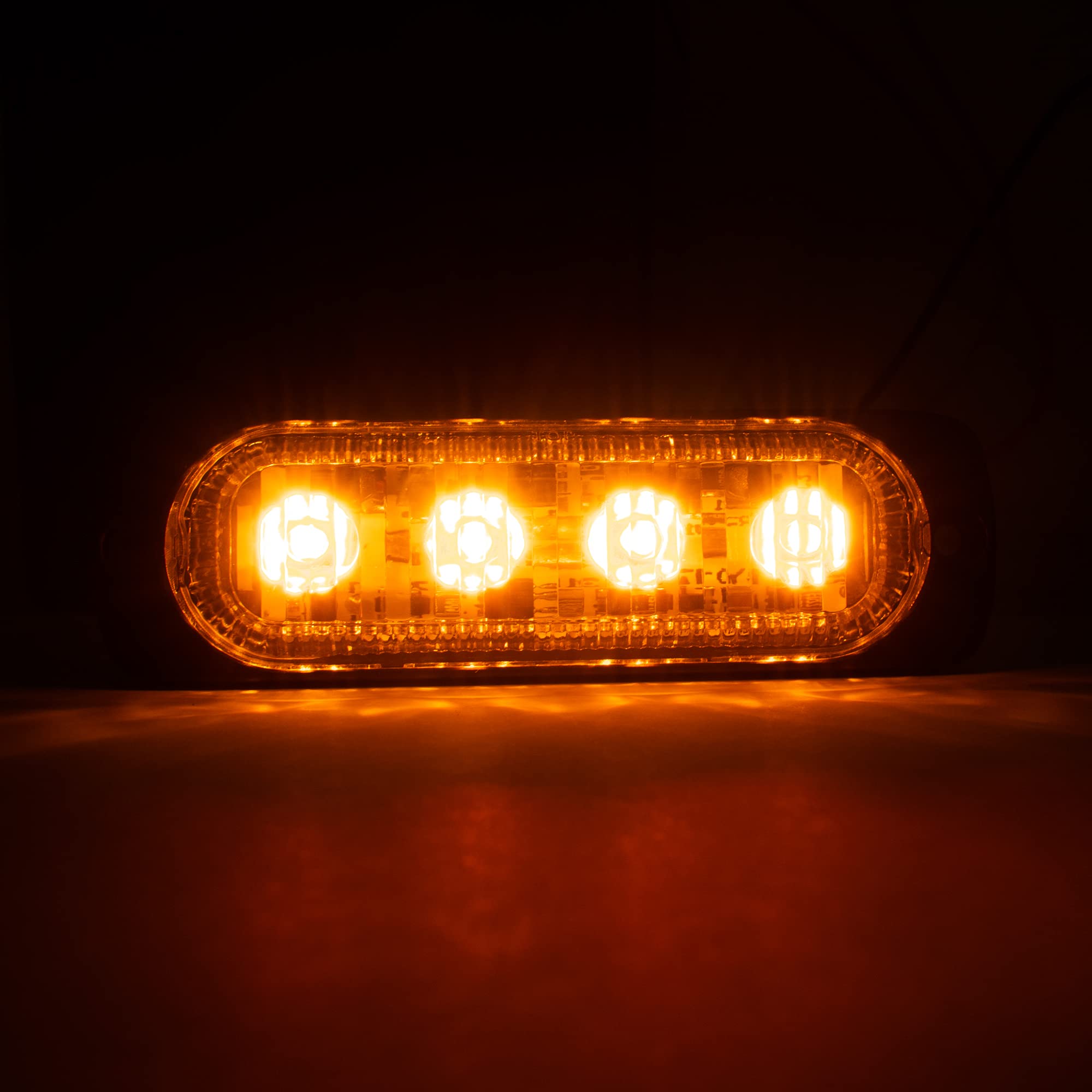 Pro LED 304A Low Profile 4 LEDs Amber Strobe Lamp, Includes one Light, Foam Gasket, Mounting Screws and Instructions - 10-30 Volts