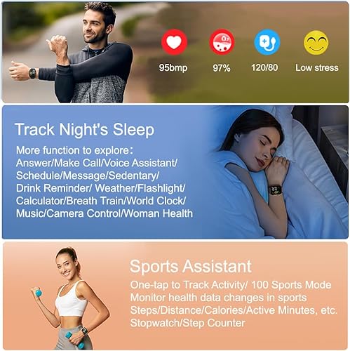 Miniatura 2 de Reloj inteligente con rastreador de actividad física (respuestahacer llamadas) con monitor de frecuencia cardíaca, contador de pasoscalorías,