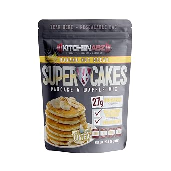 Banana Nut Bread Super Cakes, High Protein Pancake Mix, Healthy Protein Pancakes for a Nutritious Breakfast, High Protein Breakfast Pancake Mix - 29 Oz