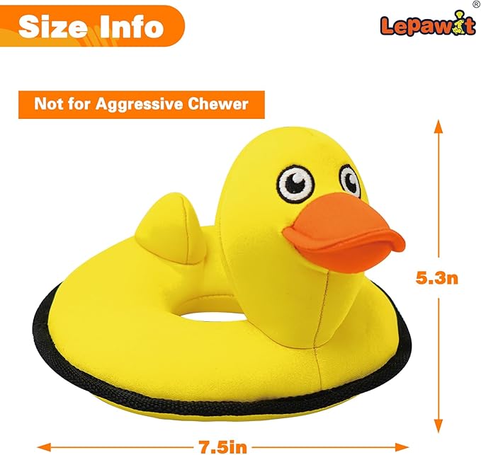 Juguete Squeaky para Perros, Flotante, Diseño Anillo de Natación, para Perros Pequeños y Medianos - Pato Amarillo miniatura 6