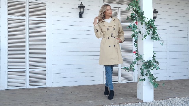 Women Trench Coat Via Spiga Double-breasted Short Trench Coat In