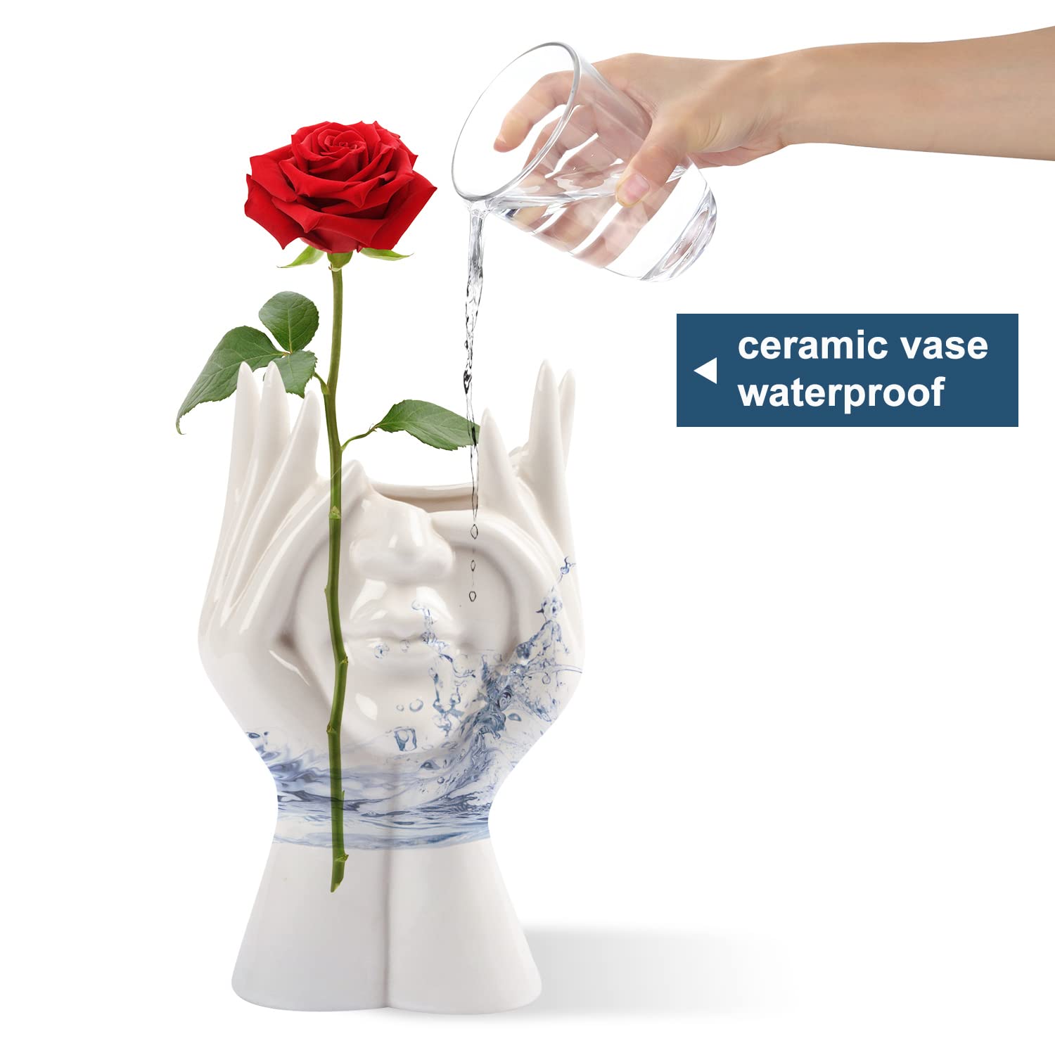 CEMABT White Ceramic Face Vase - Image 3