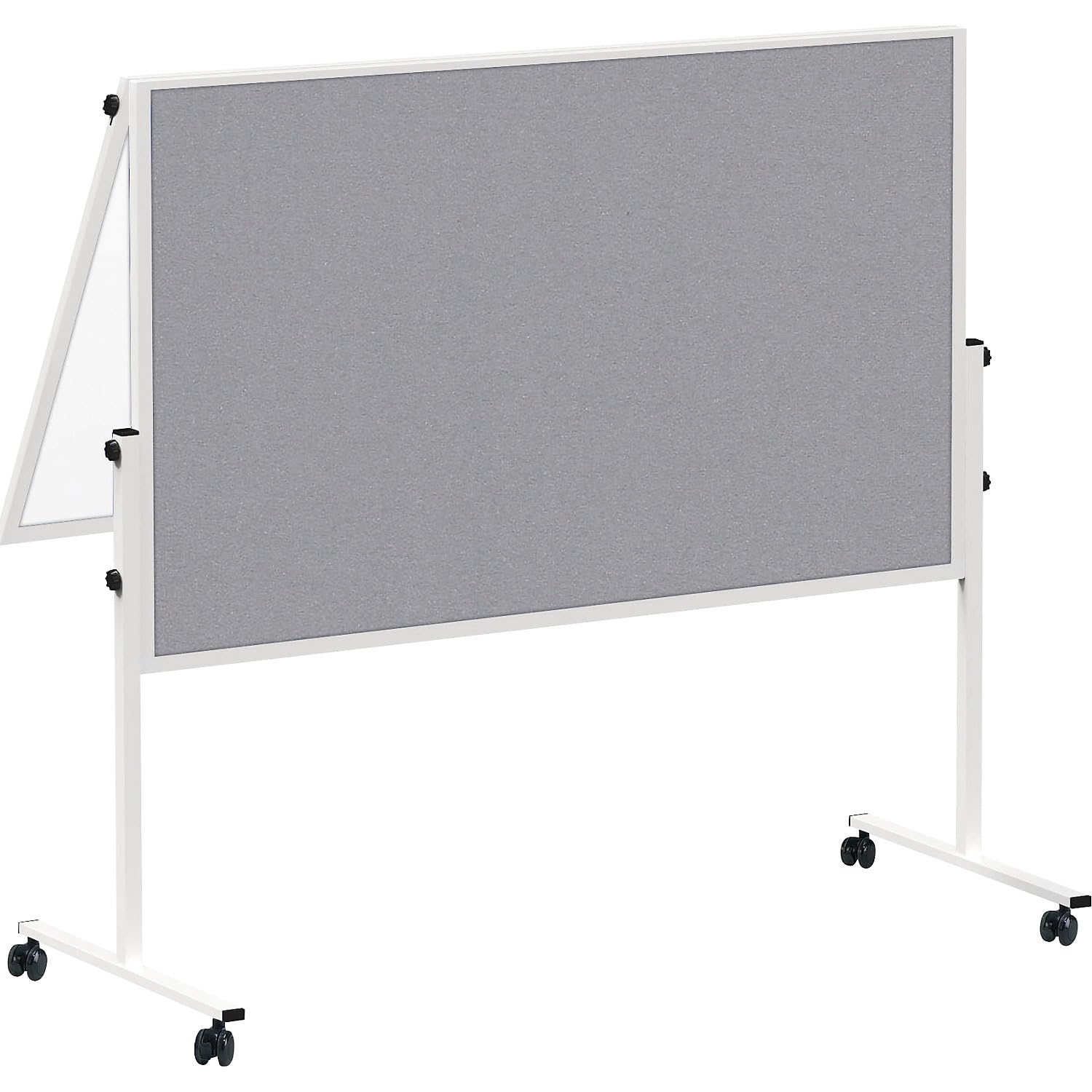 MAUL Moderationstafel mobil MAULsolid weiß grau klappbar Whiteboard Filz | ideal für Workshops, platzsparend verstaubar, magnetische Schreibfläche, pinnbare Filzrückseite, leichter Raumwechsel