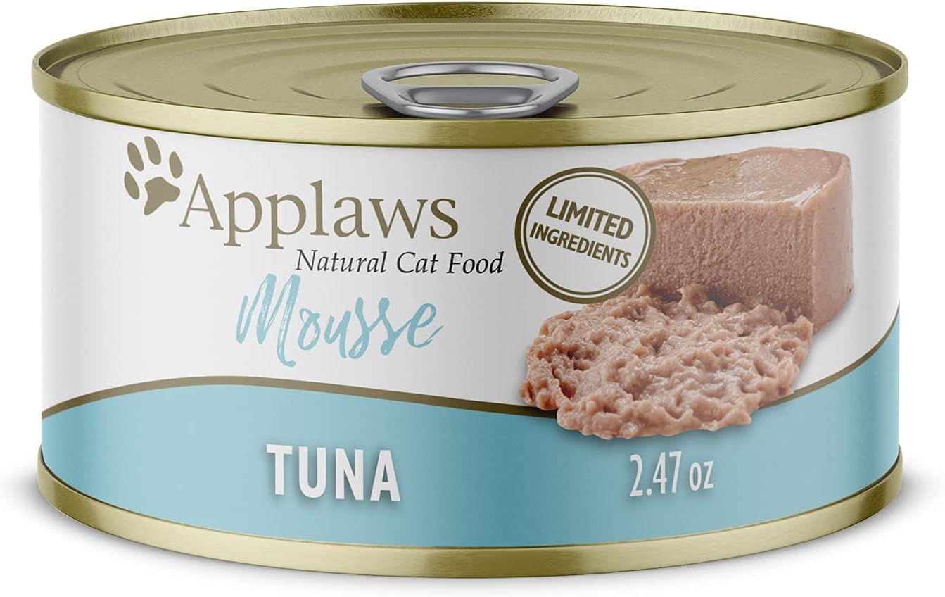 Applaws Wet Cat Food, 24 Pack, Limited Ingredient Canned Wet Cat Food, Tuna Mousse, 2.47oz Cans