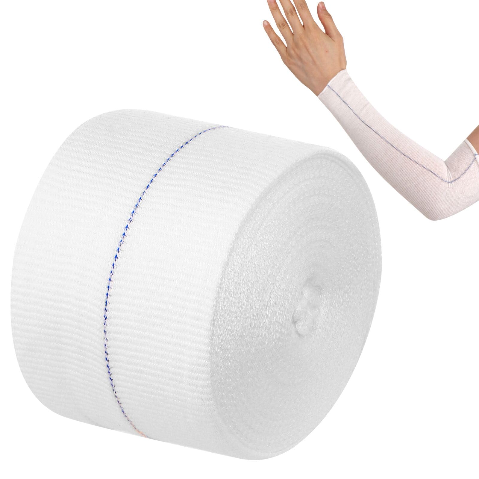 Elastic Tubular Support Bandage Stretch Retention Bandages Comfortable Cast Stockinette Sleeve Roll for Ankle Knee (7.5cm x 10m, Blue Line)