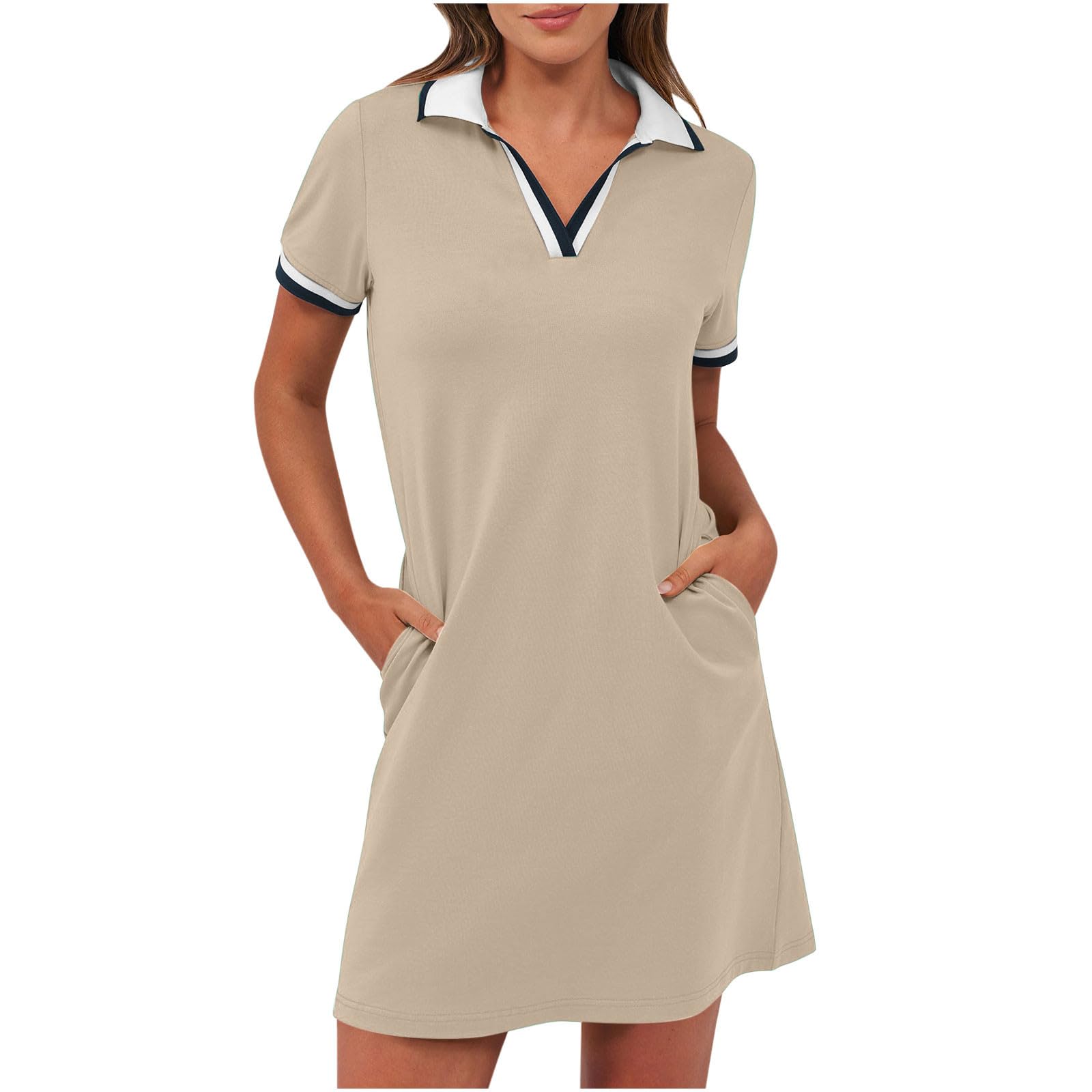 Robe polo d'été pour femme - Manches courtes - Robe de tennis - Pour les loisirs, le tennis, le golf