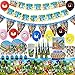 Newtic Decoracion Cumpleaños Sonic, 77PCS Sonic Party Supplies Juego de Decoración,Vajilla de Fiesta, incluye tazas,mantel, servilletas, pancarta,globos,para 10 niñas y niños