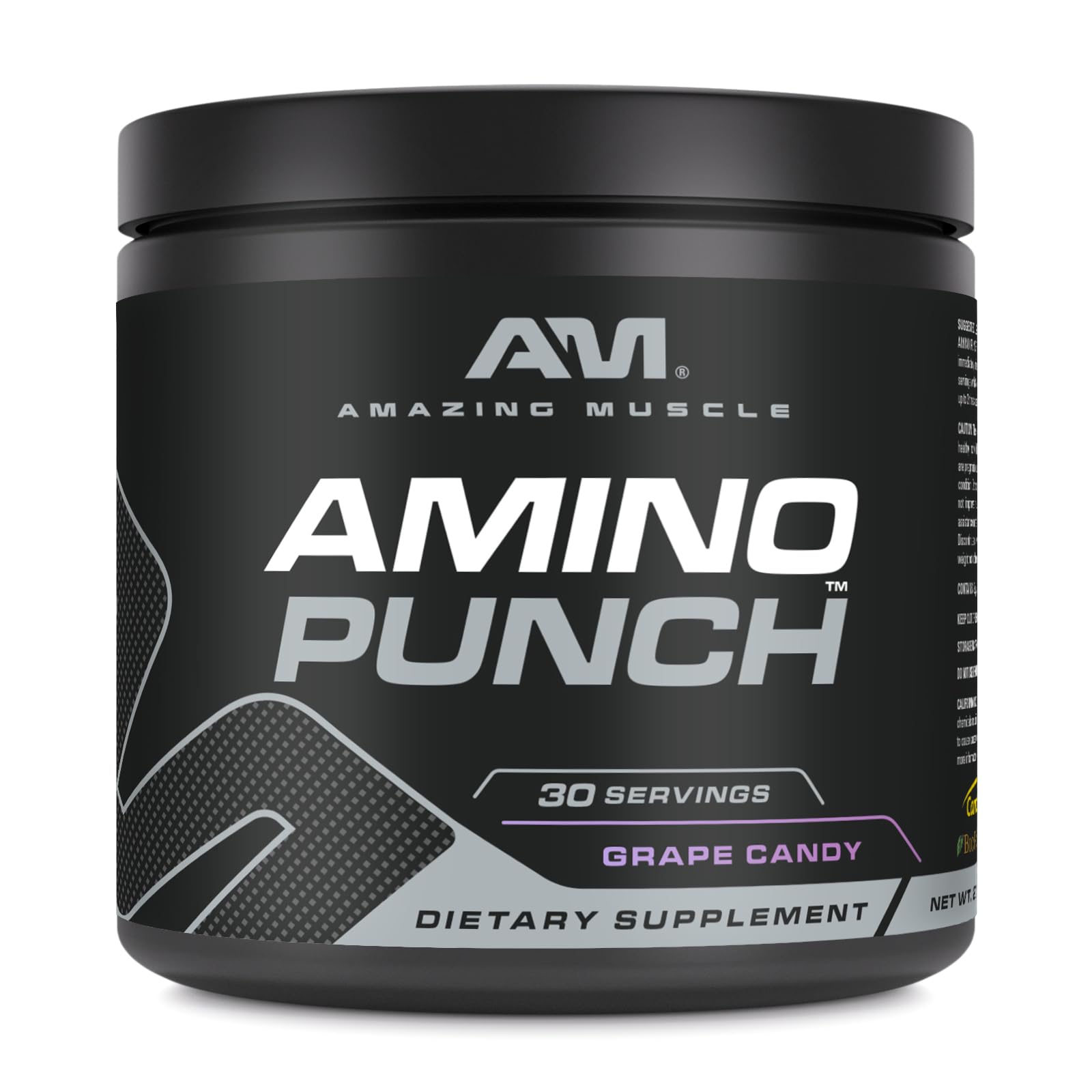 Amazing Muscle Amino Punch | 30 Servings | Grape Candy Flavor | Proprietary Blend of Amino Acids | Contains Caffeine, Green Tea, Green Coffee Bean Extract, Bioperine | Made in USA