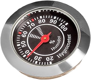 Mini Hygrometer Thermometer, Alloy Round Cigars Humidor Hygrometer Mechanical, Cigars Humidor Hygrometer, for Cigars Cabinet Cans Zxcvbnm