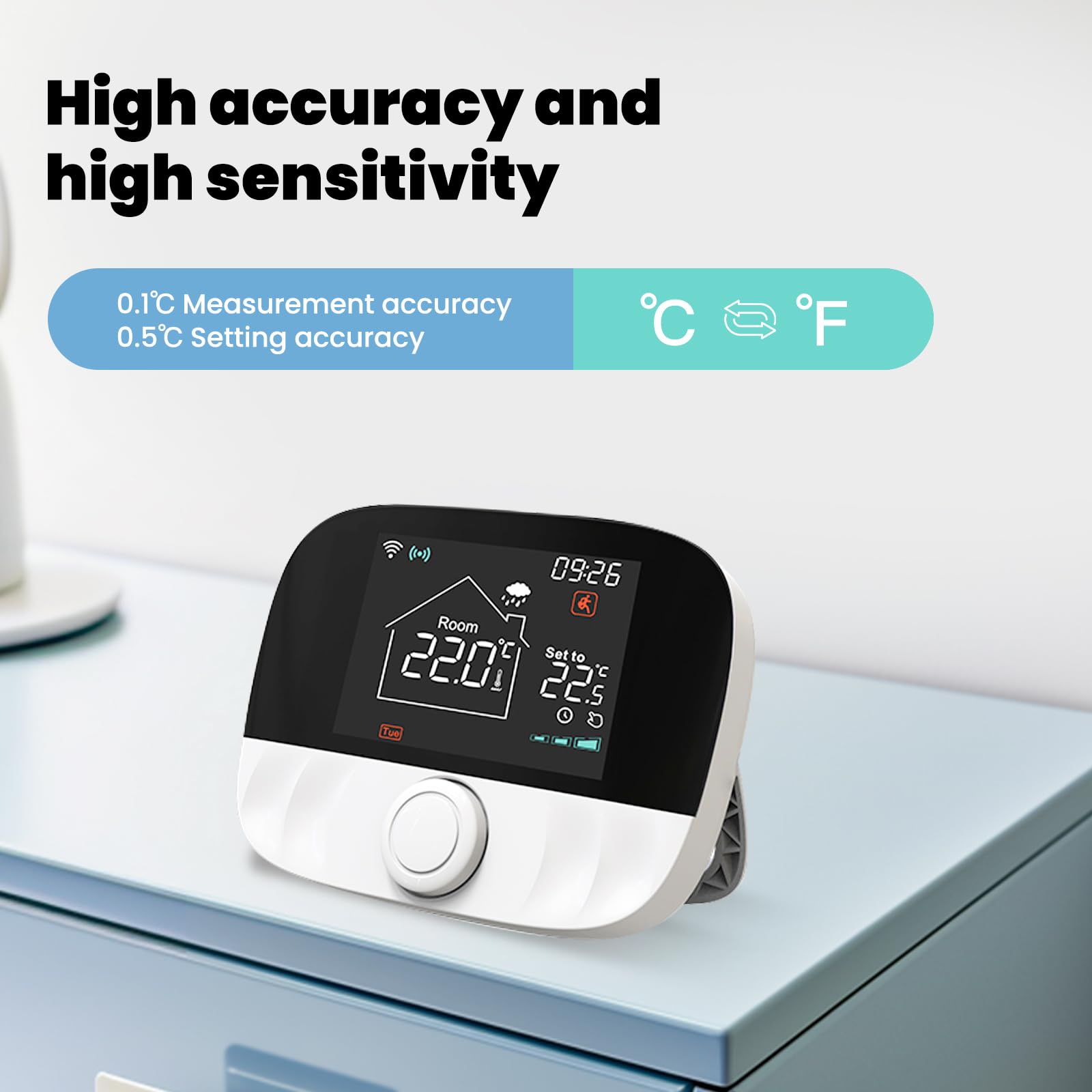 Cronotermostato WiFi + RF433, Wireless Senza Filo, Per Caldaia a Gas e Riscaldamento Pavimento Con Acqua, Unità Ambiente a Batteria + Ricevitore 220V 5A, Programmazione Settimanale, APP TUYA