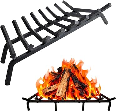 36 Fireplace Wood Rack, Fire Grate with 8 Bars Fireplace Accessories, Cast Iron Fireplace Grate for Indoor Fireplace & Outdoor Fire Pit, No Assembly 36 Inch
