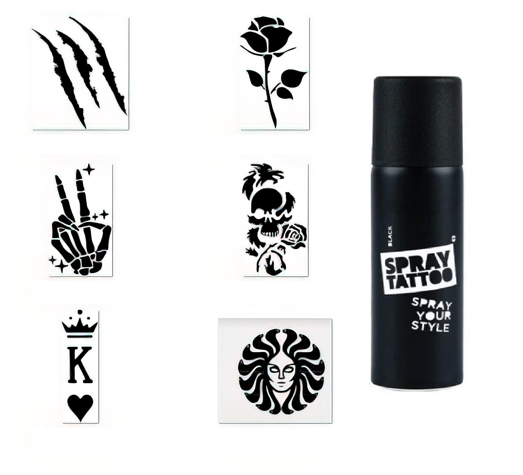 İskelet Zafer Spray Tattoo Geçici Sprey Dövme Seti