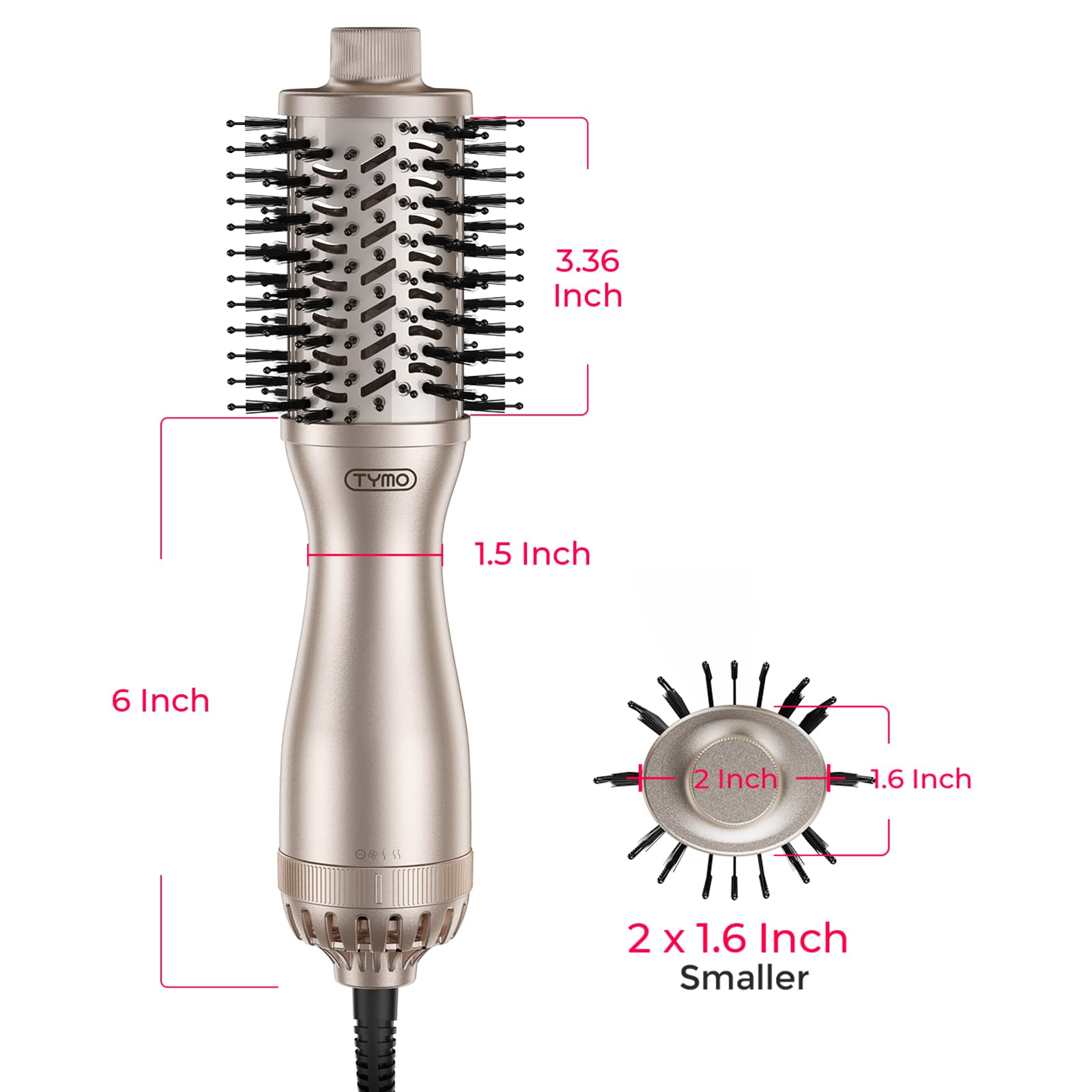 TYMO 2.0 AIRBEAM MINI Hair Blow Dryer Brush with Oval Barrel