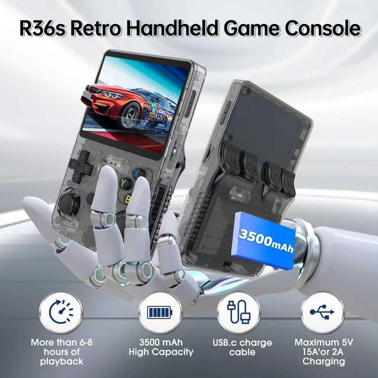 Genérico Consola de Videojuegos R36S, 64GB, Color Negro