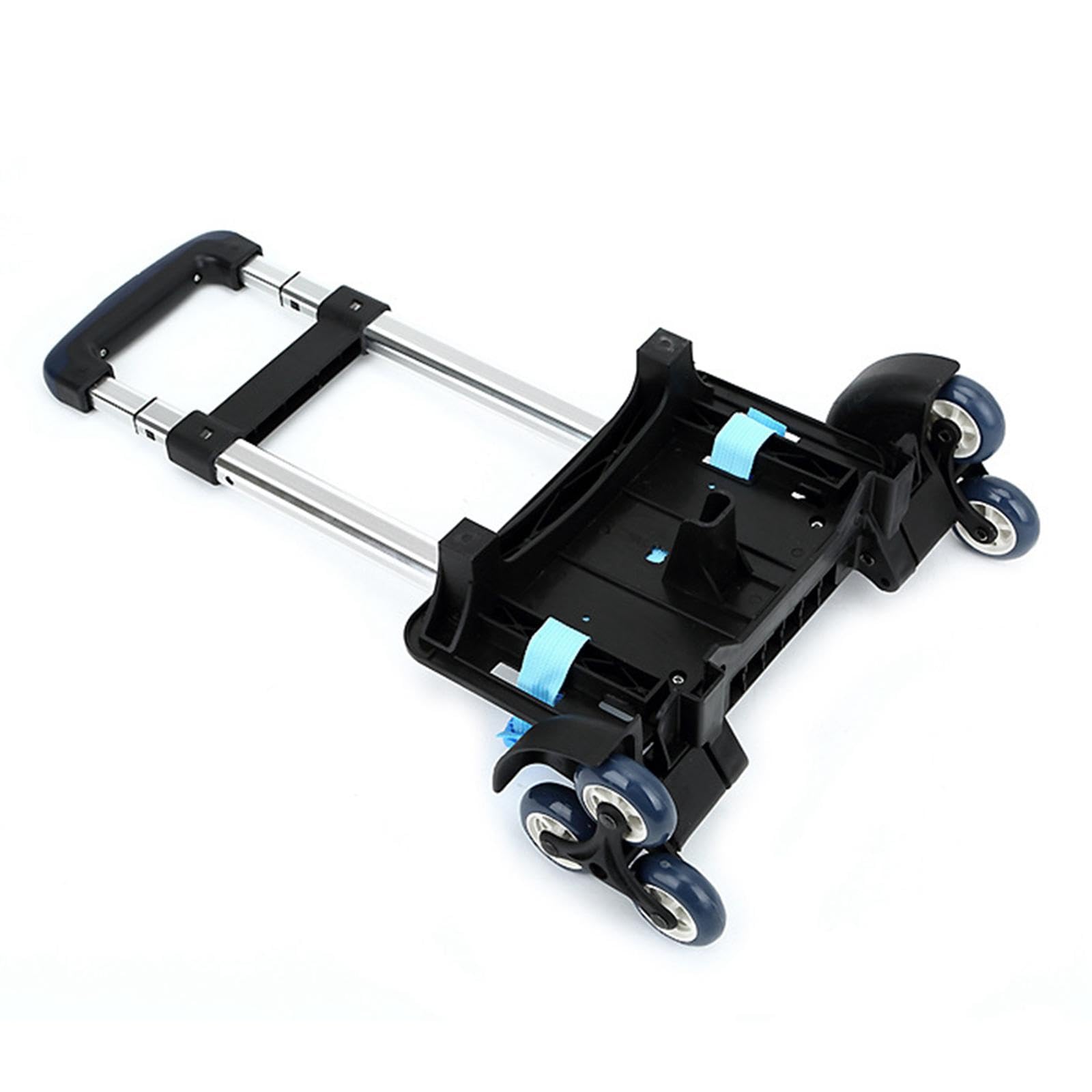 KiBcsLic Backpack Trolley Backpack Hand Truck Aluminum Alloy Telescopic Rod Wheeled Hand Trolley Luggage Cart for Camping Travel, 6 Wheels Blue