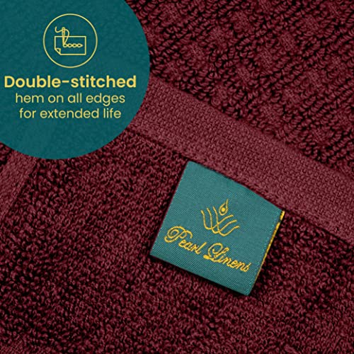 Pearl Linens 100% Cotton Premium Bath Towel Set Of 6 For Bathroom, Waffle Towels For Home, Hotel, Spa, Absorbent, Soft, 2 Large Bath Towels, 2 Bath Hand Towels & 2 Wash Cloths For Your Body, Burgundy #TOP3