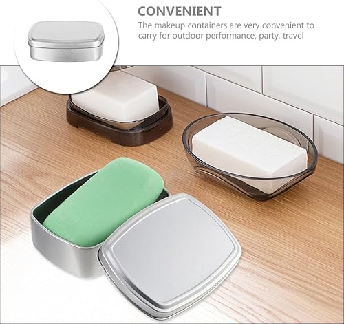 Miniatura 9 de Cabilock Caja Caja de aluminio Contenedor de jabón de metal Latas de almacenamiento con tapa Mini Jabón casero Tarro de lata de aluminio Recipientes