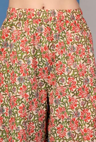 Image of Pistaa's Women's Regular Fit Cotton Solid Kurta Palazzo Set