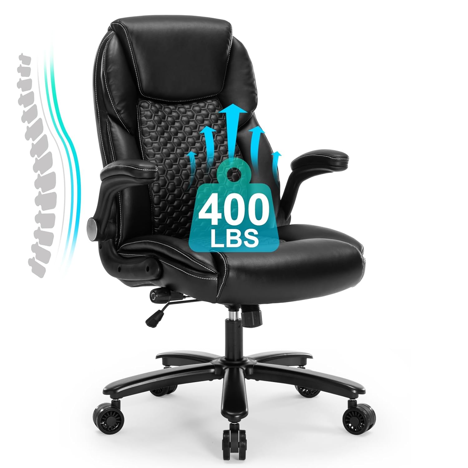Big and Tall Office Chair Executive Comeputer Desk Chair Ergonomic Home Office Chair with Adjustable Lumbar Support Tilt