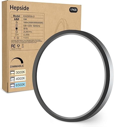 Miniatura 34 de Paquete de 2 lámparas de techo LED de montaje empotrado, color negro, 12 pulgadas, 28 vatios, regulable y 3000K-4500K-6000K, lámpara de techo de 3