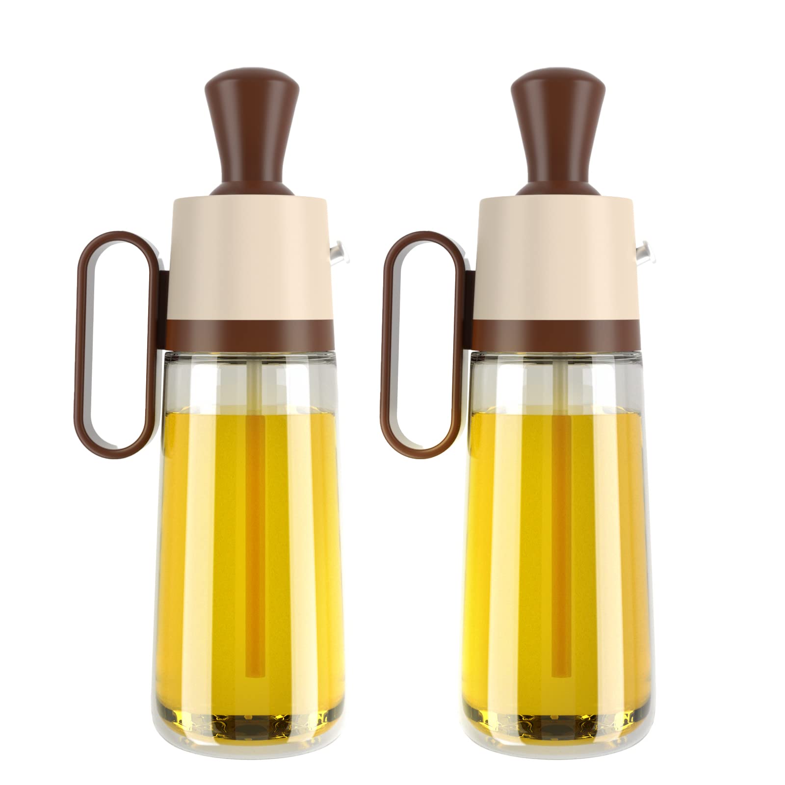 Olive Oil Dispenser for Kitchen, 2 Pack Oil and Vinegar Bottle with Squeeze Brush, 3 in 1 Cooking Oil Dispenser, 500ml Oil Dispenser Bottle for Kitchen Cooking, Frying, Baking, BBQ, Air Fryer