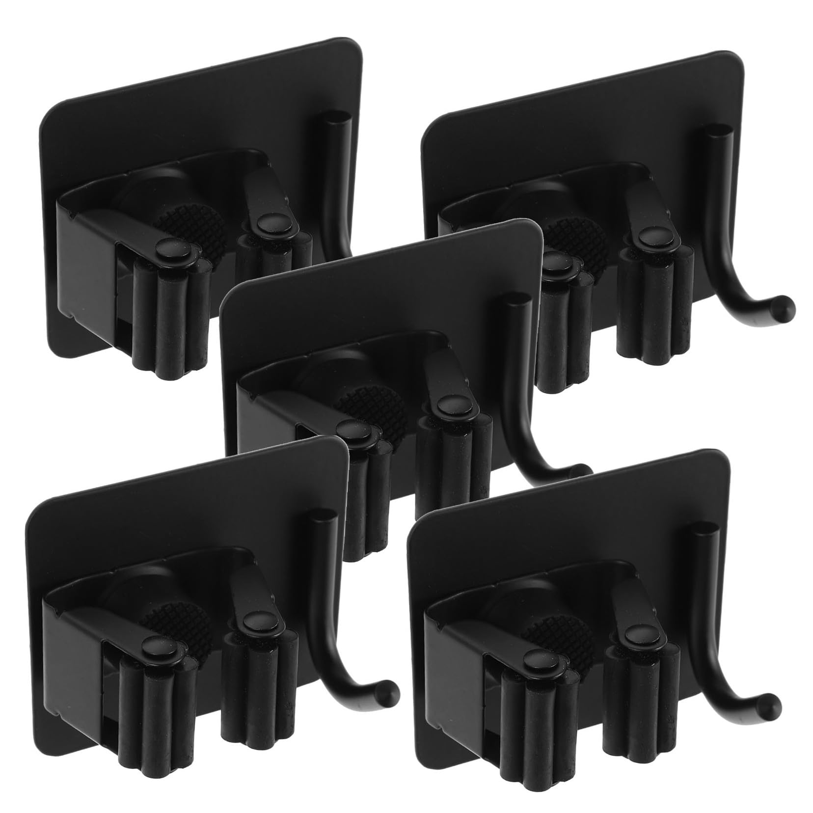 Crochets muraux pour balais en acier inoxydable noir lot de 5 supports sans perçage