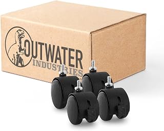 2" Wheel Diameter | Black Nylon Swivel Hooded Samson Twin Wheel Caster with Brake | and 1/4-20 x 1/2" Threaded Stem | Installed mounting Height: 2-5/16''| 4 Pack