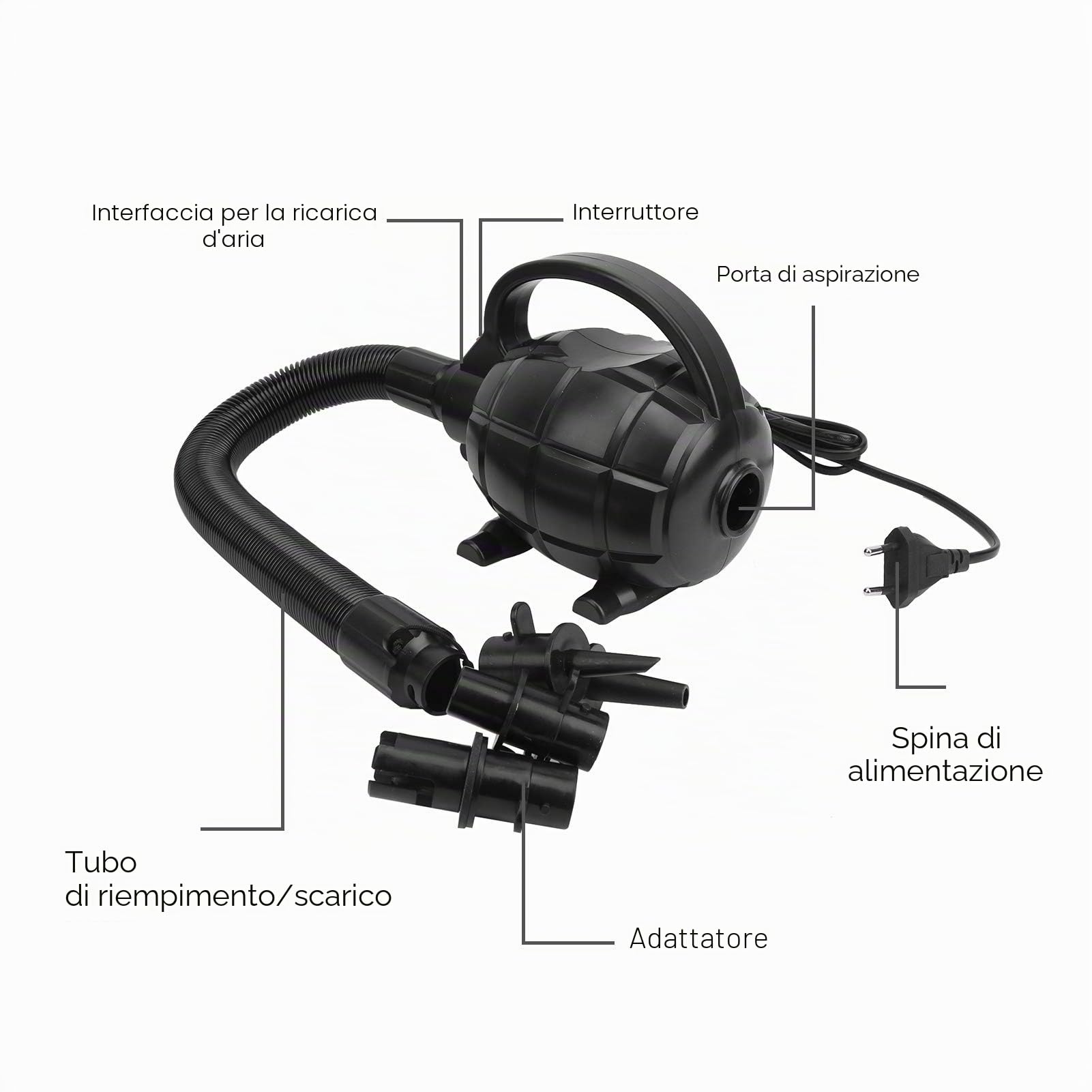 Pompa di Aria elettrica 220-240 V Spina UE Pompa Gonfiabile Automatica per Barca - Materasso Gonfiabile da Campeggio per Giardino Materasso per Piscina