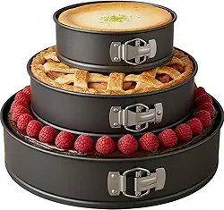 Kit 3 Formas Redondas Antiaderente Fundo Removível 24cm 26cm 28cm – Assadeira de Bolo, Torta, Cheesecake – Fácil de Limpar, Durável e Prática para Confeitaria