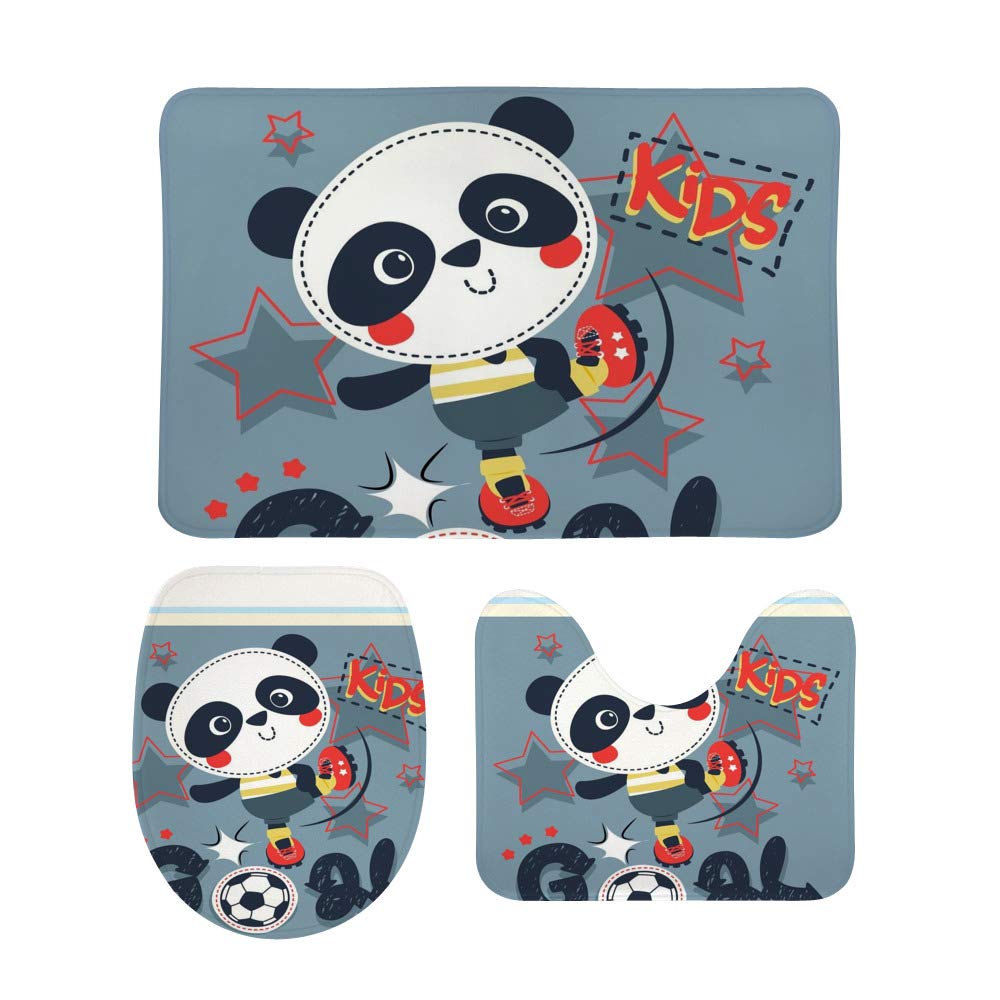Tapis de toilette panda antidérapant avec absorption maximale lot de 3