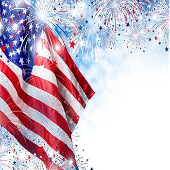 Amazon Com Ofila American Flag And Fireworks Photos Backdrop