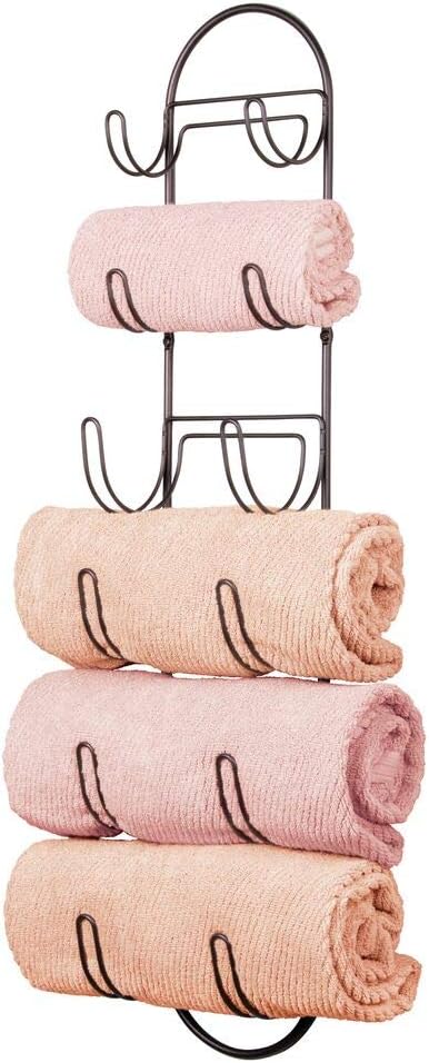 mDesign Toallero de baño para montaje en pared – Estantes para toallas de metal – Elegante accesorio para el baño – Repisa para toallas ideal para el ...