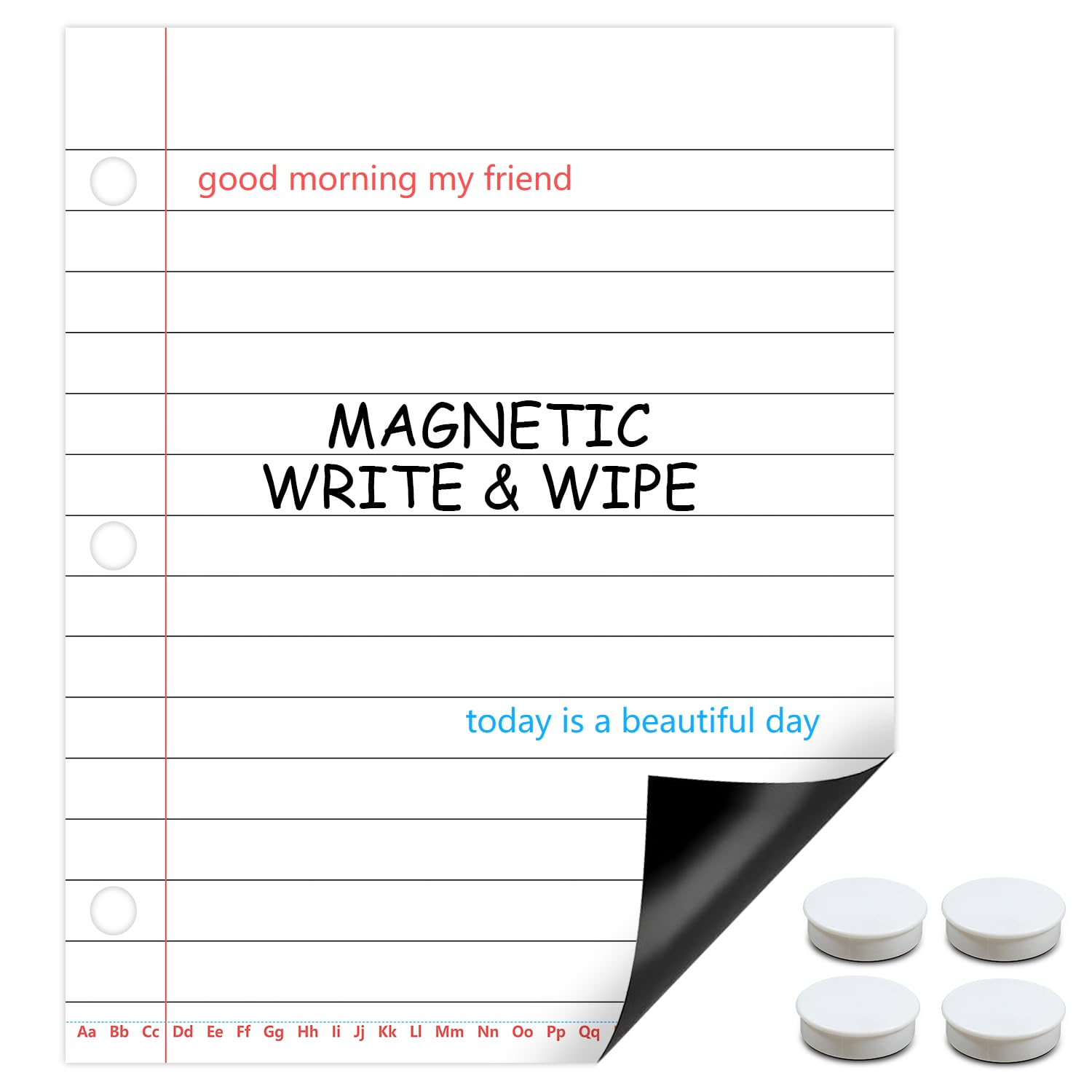 Magnetic Handwriting Paper, 22" x 17.3" Large Dry Erase Lined Chart for Classroom Whiteboards, Giant Magnetic Notebook Page for Kids Writing, Homeschool & Teacher Supplies
