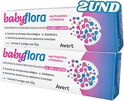 Kit 2 Babyflora 10g Avert Suplemento com Probiótico e Prebiótico para Filhotes de Cães e Gatos