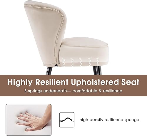Miniatura 6 de MCombo Silla decorativa de terciopelo, sillas de club copetudas, silla auxiliar tapizada con patas, silla de tocador para sala de estar y dormitorio