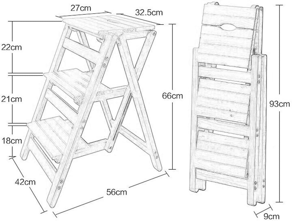 Foldable Chairs Stool Library Office 3 Step Mini Step Ladder with Tread Safety Non-Slip Multipurpose Flower Rack for Living Room/Kitchen/Balcony