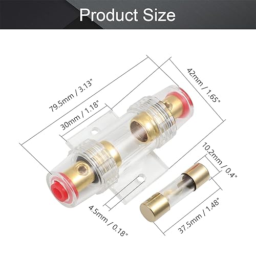 Miniatura 2 de Fielect Portafusibles AGU en línea con fusible de 80 amperios para audio de coche, amplificador de alarma, audio de camión, compresores