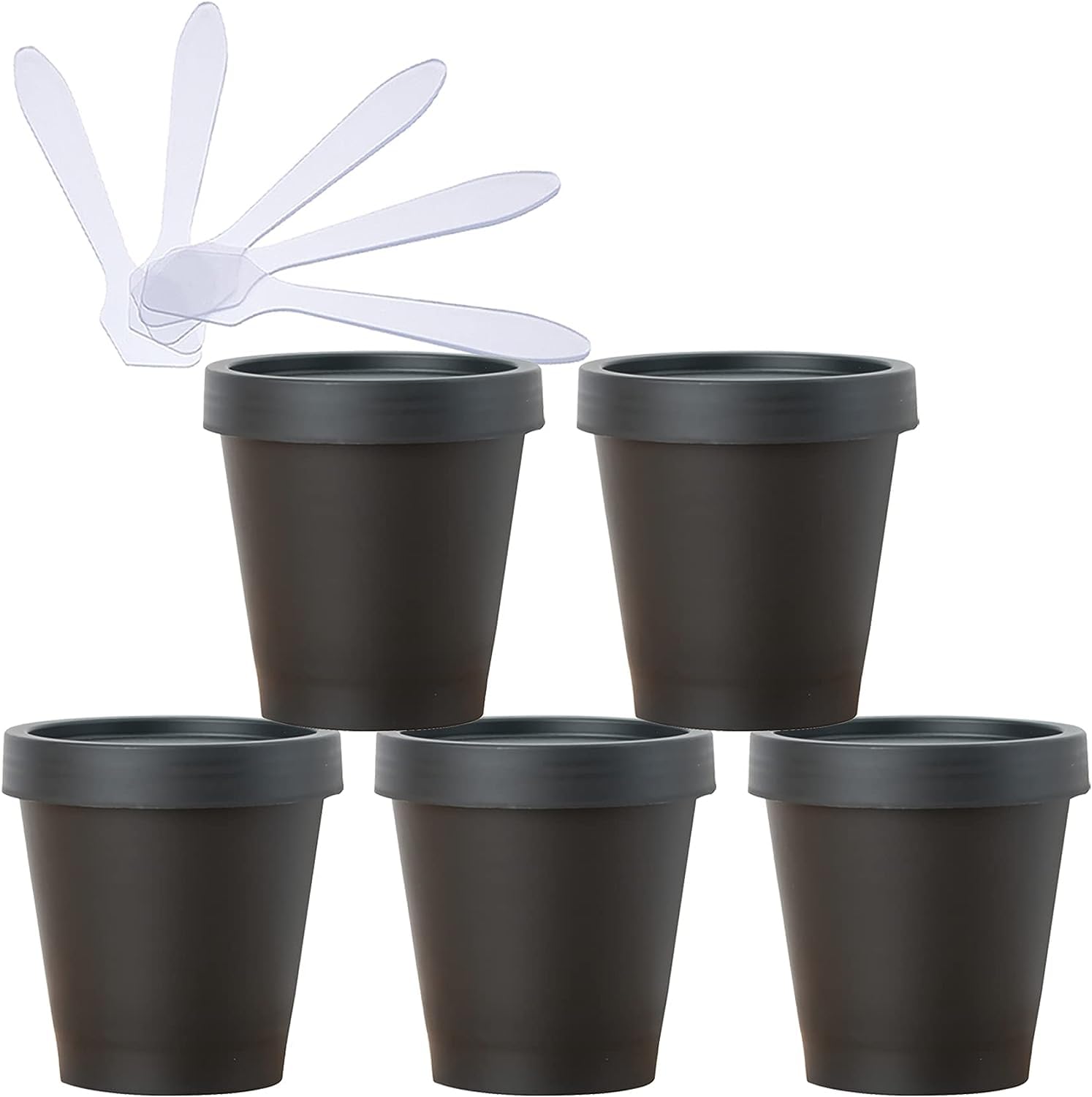 KRXSOBNV Cosmetic Jars, 5 PC Plastic Storage Jars with Inner Liner for Body Hand Face Cream Lotion Gel 5X Spatula