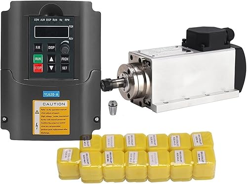 PROPFE CNC Spindle Motor Kits Updated CNC 15KW 220110 Square Air Cooling Spindle ER11 1500W Air-Cooled Milling Spindle 15KW VFD Inverter 13 Pcs